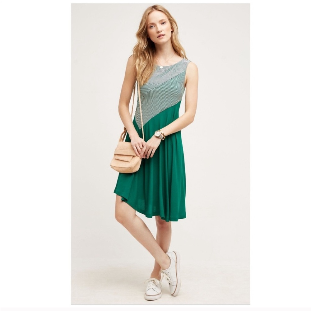 Maeve asymmetrical green swing dress